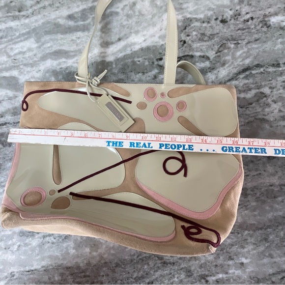 Antonio Melani patent leather/suede shoulder bag purse - Picture 11 of 12